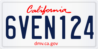 CA license plate 6VEN124
