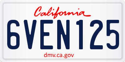 CA license plate 6VEN125