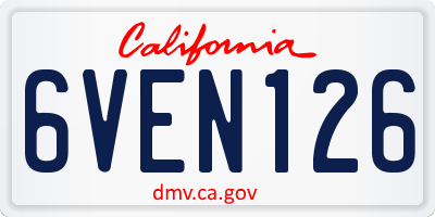 CA license plate 6VEN126