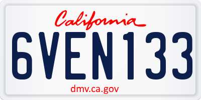 CA license plate 6VEN133