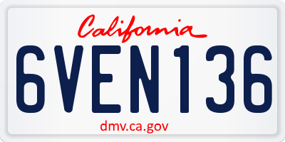 CA license plate 6VEN136
