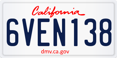 CA license plate 6VEN138