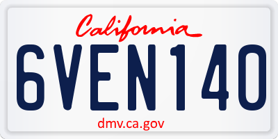 CA license plate 6VEN140