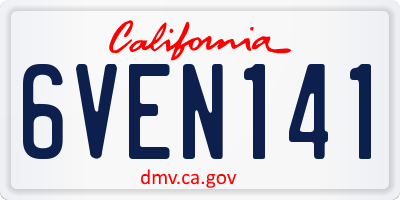 CA license plate 6VEN141