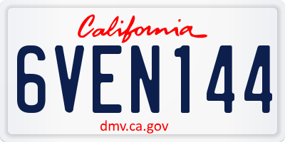 CA license plate 6VEN144