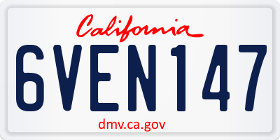 CA license plate 6VEN147