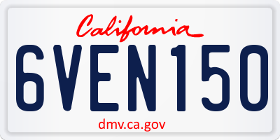 CA license plate 6VEN150