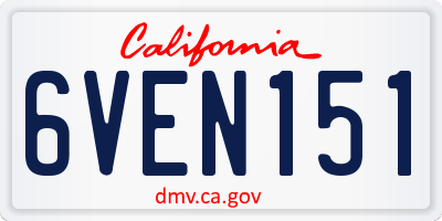 CA license plate 6VEN151