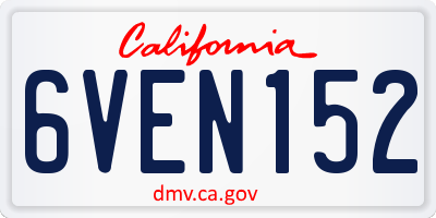 CA license plate 6VEN152