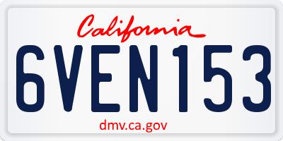 CA license plate 6VEN153