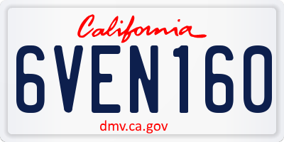 CA license plate 6VEN160