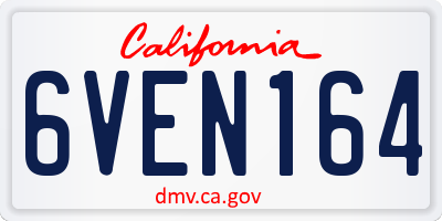 CA license plate 6VEN164
