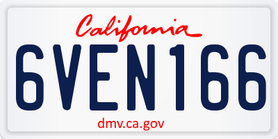 CA license plate 6VEN166