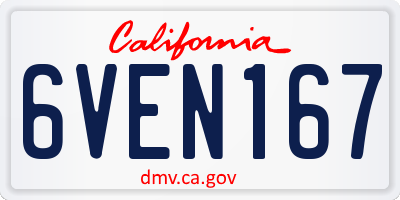 CA license plate 6VEN167