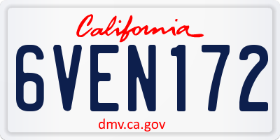 CA license plate 6VEN172