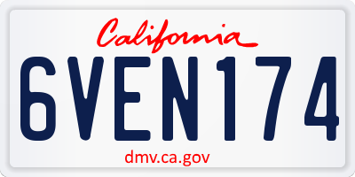 CA license plate 6VEN174