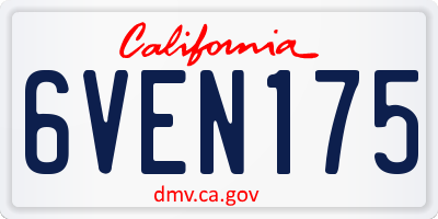 CA license plate 6VEN175