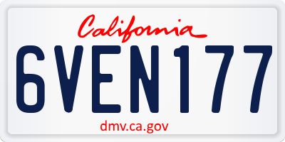 CA license plate 6VEN177