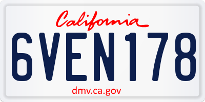 CA license plate 6VEN178