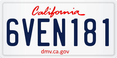 CA license plate 6VEN181