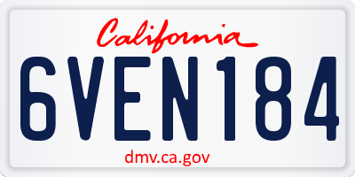 CA license plate 6VEN184