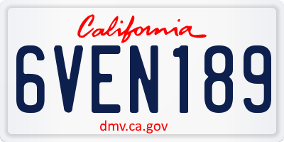CA license plate 6VEN189