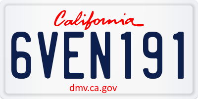 CA license plate 6VEN191