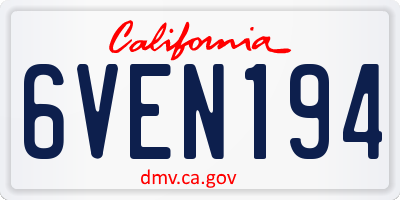 CA license plate 6VEN194