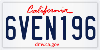 CA license plate 6VEN196