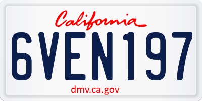 CA license plate 6VEN197