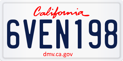 CA license plate 6VEN198