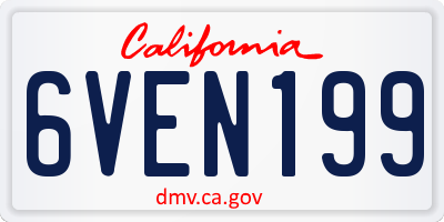 CA license plate 6VEN199