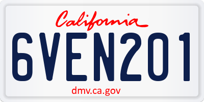 CA license plate 6VEN201