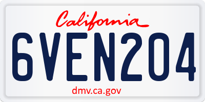 CA license plate 6VEN204
