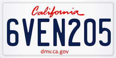 CA license plate 6VEN205