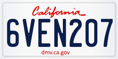 CA license plate 6VEN207