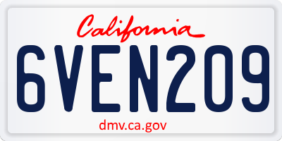 CA license plate 6VEN209
