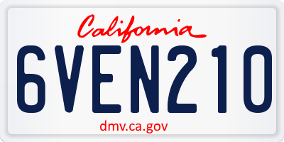 CA license plate 6VEN210