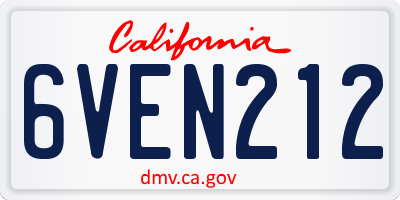 CA license plate 6VEN212
