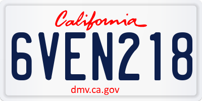 CA license plate 6VEN218