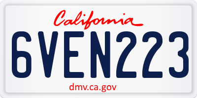 CA license plate 6VEN223