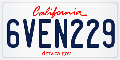 CA license plate 6VEN229