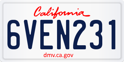 CA license plate 6VEN231