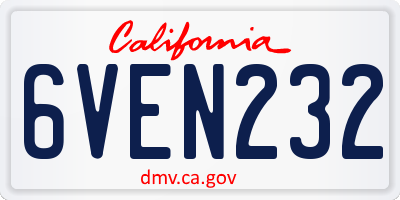 CA license plate 6VEN232