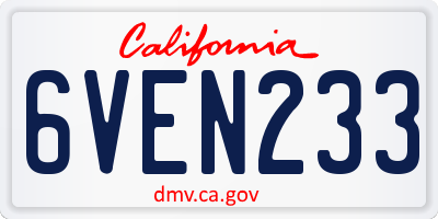 CA license plate 6VEN233