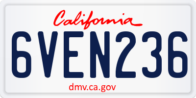 CA license plate 6VEN236