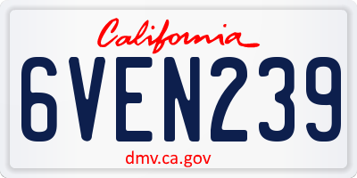 CA license plate 6VEN239