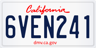 CA license plate 6VEN241