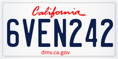 CA license plate 6VEN242