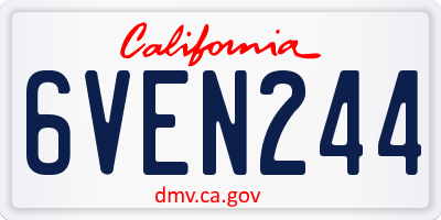 CA license plate 6VEN244